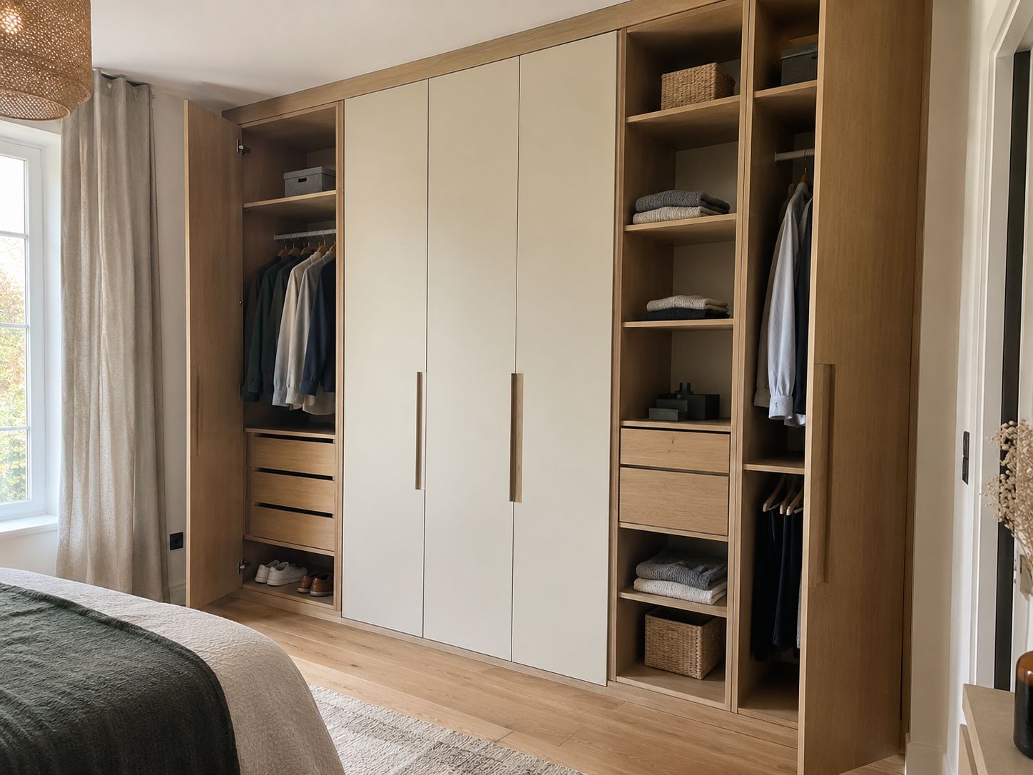 Dressing sur mesure intégré dans une chambre.